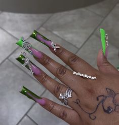 Green Xxl Nails, Aquarius Nails Acrylic Long, Xl Purple Acrylic Nails, Xl Long Acrylic Nails Blue, Xl Long Acrylic Nails Charms, Stylish Nails Designs, French Acrylic Nails, Cute Acrylic Nail Designs