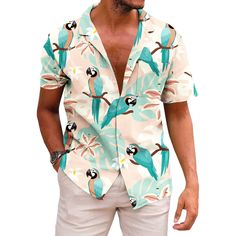 PRICES MAY VARY. Versatile Occasions: floral mens shirt are the ideal casual attire for beach vacations, summer gatherings, fishing, sailing, and leisurely travels. Whether you choose to pair them with casual pants, Hawaiian shorts, or swim trunks, our shirts emphasize attention to detail. They not only ensure comfortable wear but also exude a relaxed and stylish look for any occasion, whether you're gathering with friends or spending a laid-back weekend with family. Comfortable Fabric: tropical Casual Collar Short Sleeve Shirt For Beach Summer, Summer Casual Collar Tops For Vacation, Summer Printed Collared Tops, Summer Collared Printed Tops, Casual Collar Short Sleeve Shirt For Beach Spring, Casual Collar Short Sleeve Shirt For Spring Beach Outings, Spring Beach Camp Shirt With Casual Collar, Summer Vacation Camp Shirt With Casual Collar, Summer Vacation Tops With Casual Collar