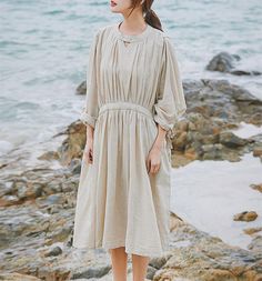 Loose linen tunic dresslinen summer dresslinen dresspleated | Etsy Linen Sundress Midi Length For Day Out, Flowy Linen Midi Sundress, Flowy Linen Midi Dress, Summer Linen Pleated Dress, Flowy Linen Casual Midi Dress, Linen Sundress Midi Dress For Vacation, Linen Midi Dress For Vacation, Flowy Linen Midi Dress Casual Style, Summer Flowy Linen Dress