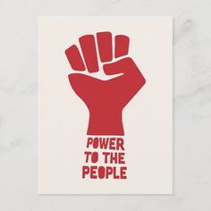 a red fist with the words power to the people on it, against a white background