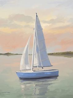 a painting of a sailboat in the water