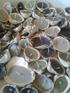 velas en conchas/candles in shells Soya Mumu, Candles Crafts, Seashell Crafts, Shell Crafts, Cute Crafts, Diy Candles, Crafts To Do, Candle Making