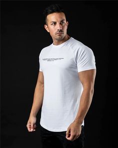 Cotton Printed Men's Workout & Fitness T Shirt - Men's Fitness Apparel, Men's Sports & Fitness T Shirts | Vivinch White Letter Print T-shirt For Training, Sweat Resistant Cotton Tops For Light Sports, Cotton Sweat-resistant Tops For Light Sports, White Gym Top With Branding, Comfortable Cotton Training T-shirt, White Sportswear T-shirt For Training, White Short Sleeve Activewear With Letter Print, White Casual T-shirt For Training, Functional Cotton T-shirt For Light Sports