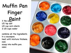 the muffin pan finger paint is ready to be used