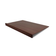 a wooden shelf that is on top of a white wall and has a brown surface