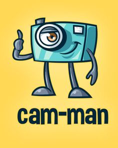 a camera with the word cam - man on it's face and thumbs up