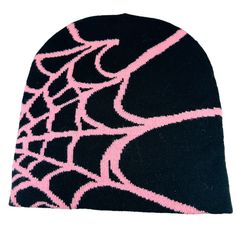 Thick Warm Autumn Knitted Hat Women Men's Halloween Jacquard Hip Hop Winter Unisex Spider Web Beanie In Black With Baby Pink Spiderweb One Size Fits Most Adults All Of My Items Are Either One-Of-A-Kind, Vintage, Gently Worn Or Made In Very Limited Quantities, So If Something Catches Your Eye, Snap It Up Before Someone Else Does. Black Novelty Beanie Hat, Novelty Black Beanie Hat, Black Novelty Beanie One Size Fits Most, Novelty Black Beanie, One Size Fits Most, Black Novelty Beanie, Pink One-size Beanie, Black Novelty Beanie For Winter, Black Knitted Hat For Halloween, Pink Novelty Winter Hats