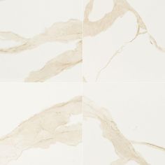 four different images of white marble with brown streaks on it's edges and bottom