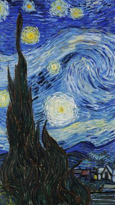 the starry night is shown in this painting