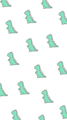 green dinosaurs are arranged in rows on a white background with blue and gray colors