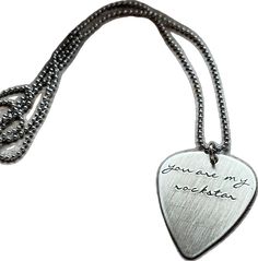 Silver Rock Style Necklace As Gift, Silver Rock Style Necklace For Gift, Silver Rock Style Necklace Gift, Silver Guitar, Gift For Boyfriend, Steel Necklace, Guitar Pick, Stainless Steel Necklace, Boyfriend Girlfriend