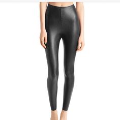 Brand New Elegant High-rise Black Leather Pants, Elegant High Rise Black Leather Pants, Sleek Stretch Leather Pants For Evening, Black Punch, Statement Sneakers, Faux Leggings, Patent Leather Leggings, Leather Legging, Black Leather Leggings