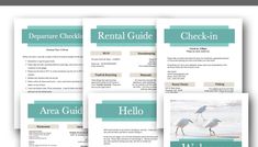 three brochures with seagulls on them and the words,'hotel guide '