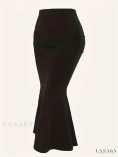 Lasaky - Elegant High-Waist Mermaid Hem Maxi Skirt for Women, Featuring Slim Ruched Design Plus Size Mermaid, Mermaid Maxi Skirt, Plus Size Elegant, Skirt For Women, Elegant Skirt, Mermaid Skirt, Style Elegant, Maxi Skirt, Elastic Waist