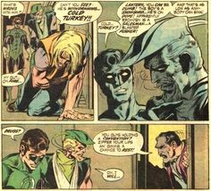 an old comic strip with two men talking to each other and one woman looking at the man