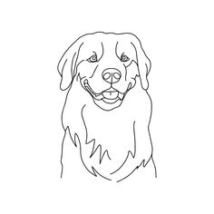 a black and white drawing of a dog's face