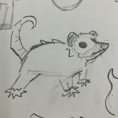 a drawing of a small animal on a sheet of paper