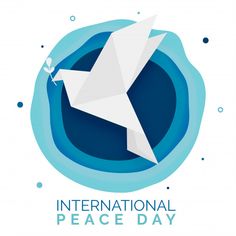 the international peace day logo with an origami bird on it's side