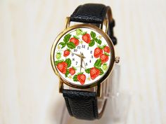 Wristwatch strawberry , summer clock, berry watch, Women's watches, watch for girl, red watch, white watch, orange watch, watch gift Dial Material - stainless steel, glass dial diameter 38 mm strap - Artificial leather Strap length - 24 cm strap width - 2 cm Wrist Watch with battery Handmade Watch We can manufacture watches the order for you. Casual White Watches For Gifts, Casual White Watches As Gifts, Casual Red Analog Watch, Red Watch With Subdials, Modern Red Watch With Bracelet Strap, Modern Red Watches With Bracelet Strap, Red Watch With Adjustable Leather Strap, Orange Watches, Strawberry Summer