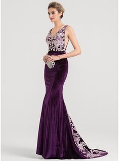 JJsHouse Trumpet/Mermaid V-neck Sweep Train Zipper Up Regular Straps Sleeveless Grape Winter Spring Summer Fall General Plus Velvet Height:5.8ft Bust:33.5in Waist:23.6in Hips:35.4in   Evening Dress. #JJsHouse #TrumpetMermaid #Vneck #SweepTrain #ZipperUp #RegularStraps #Sleeveless #Grape #Winter #Spring #Summer #Fall #General #Plus #Velvet #EveningDress Glitter Room, Jersey Evening Dress, Velvet Evening Dress, Mother Dress, Lace Evening Dress, Fancy Frocks, Ball Gowns Princess, Rehearsal Dinner Dresses, Tulle Evening Dress