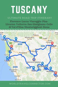 the ultimate road trip itinerary in tuscany, italy with text overlay