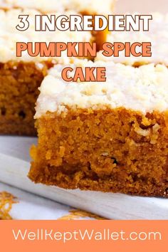 three ingredient pumpkin spice cake with text overlay