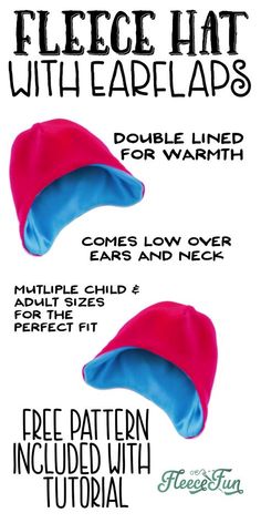 the instructions for how to sew a fleece hat with ear flaps