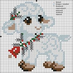 a cross stitch pattern with an image of a dog wearing a santa hat and scarf