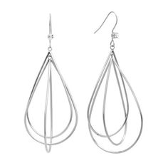 These stainless steel dangle earrings feature white glass. Size: One Size. Color: Silver. Gender: female. Age Group: adult. Modern Pierced Dangle Teardrop Earrings, Modern Metal Teardrop Earrings For Pierced Ears, Modern Teardrop Stainless Steel Earrings, Modern Silver Hypoallergenic Linear Earrings, Hypoallergenic Silver Stainless Steel Earrings, Modern Hypoallergenic Silver Linear Earrings, Modern Hypoallergenic Metal Teardrop Earrings, Modern Metal Hypoallergenic Teardrop Earrings, Modern Stainless Steel Dangle Jewelry