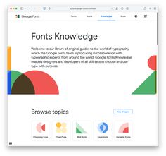 the browser page for font's knowledge, which is designed to look like