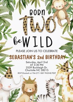 an animal themed birthday party with jungle animals and giraffes on the front