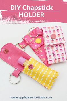 three small purses are shown with the words diy chapstick holder