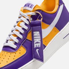 Style No. FJ1408-500 Color: Court Purple/White/University Gold/Sail Nike’s Be True to Your School collection gave 8 collegiate programs with the first team basketball shoe with its release of the Nike Dunk High. This women’s exclusive collection of footwear now taps the iconic Air Force 1 Low for a staple varsity-style color blocking. This color scheme is perfect for fans of the Los Angeles Sparks or LSU Tigers. Nike Air Force 1 SE Women's Shoes. Purple Nike Air Shoes, Nike Purple Shoes Women, Nike Air Force 1 Purple And White, Purple Nike Air Force Ones, Purple Nike Air Force 1, Basketball Texture, Nike Air Force 1 Custom, Shoe Palace, Kids Uniforms