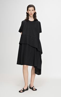 Fabric: 100% Cotton Oversized Asymmetrical Hem Dress For Work, Black Spring Dresses For Layering, Black Layering Dress For Spring, Spring Black Dresses For Layering, Spring Layering Black Dresses, Black Layering Dresses For Spring, Black Oversized Dress With Asymmetrical Hem, Oversized Black Midi Dress For Daywear, Black Asymmetrical Hem Dress For Daywear