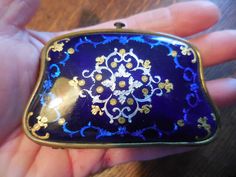 "~ This coin purse is gorgeous! It's a royal blue with pink flowers and what looks like real opal cabochons on it, however some of those are missing. It makes me think it's Austrian because of the opals, however I can be wrong. The purse has no cracks or breaks. The inside is in disrepair. It doesn't snap shut anymore either. It's still very beautiful. I have had this in my bedroom for many years. ~ Size~ 3 1/4\" long x 2 1/4\" high ~ Contact me with any questions and thanks for looking. I have Compact Blue Coin Purse, Victorian Rectangular Coin Purse As Gift, Skeleton Key Jewelry, Blue Dye, Topaz Color, Vintage Picture Frames, Vintage Cosmetics, Flower Display, French Antiques