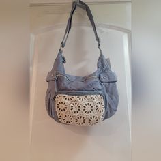 Wild Pair Blue Handbag New With Tags W: 14.5" Top To Bottom: 11" Blue Shoulder Bag With Zipper Pocket For Spring, Bling Purses, Blue Handbag, Vegan Purses, Prada Shoulder Bag, Blue Handbags, Brown Leather Totes, Floral Bags, Leather Handbags Tote