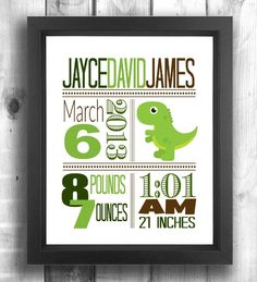 Check out this item in my Etsy shop https://www.etsy.com/ca/listing/271216602/dinosaur-nursery-wall-art-dinosaur-birth Nautical Theme Nursery, Dino Room, Dino Nursery, Custom Baby Gift, Tuff Spot, Baby Dinosaur