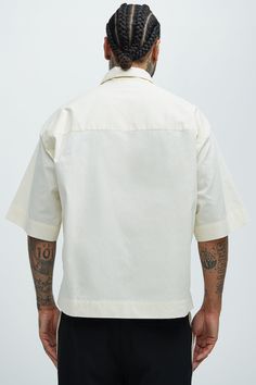 Available In Off White and Black Fold Down Collar Front Button Closure Front Chest Pockets Short Sleeve 100% Cotton Imported | Mens Cassnet Short Sleeve Shirt in Off White size Large by Fashion Nova Off White Fashion, Jean Top, White Fashion, Shorts With Pockets, Chest Pocket, Jeans Pants, Short Sleeve Shirt, Everyday Essentials Products, Fashion Nova