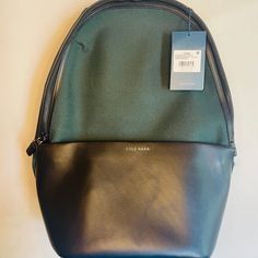 Cole Haan Black Leather & Green Backpack. New With Tags. Modern Green Leather Backpack For Travel, Modern Green Leather Backpack, Green Travel Bags With Leather Backing, Green Leather Travel Backpack With Removable Pouch, Black Crossbody Backpack For Commuting, Green Commuting Bag With Adjustable Strap, Leather Handled Backpack For Commuting, Modern Green Backpack With Removable Pouch, Black Bags With Leather Backing For Commuting