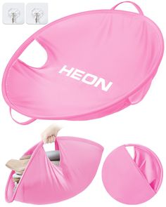 a pink hammock with the word heon on it