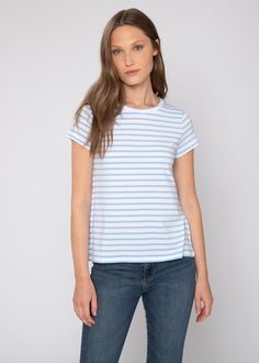 Meet the perfect tee. Easy to dress up or down, wear it as a separate or as a layering piece. Simple as it may sound, it’s a timeless essential you’ll reach for everyday. Bonus: you won’t believe how soft it is. Made out of a ultra luxurious pima and modal blend, this tee feels better than butter.  Sizing Note:Based on Chic Cotton T-shirt For Layering, Chic Crew Neck Short Sleeve Top For Everyday, Chic Everyday Crew Neck Short Sleeve Top, Trendy Spring T-shirt For Layering, Classic Short Sleeve Top For Everyday Spring, Relaxed Fit T-shirt With Shirttail Hem For Day Out, Spring T-shirt With Shirttail Hem For Everyday Wear, Fitted Everyday T-shirt, Spring T-shirt For Casual Gatherings With Shirttail Hem