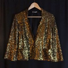 Lucky Gold Jacket Make An Offer. Glamorous Long Sleeve Fall Blazer, Glamorous Long Sleeve Blazer For Fall, Gold Long Sleeve Blazer For Winter, Glamorous Holiday Workwear Outerwear, Fall Evening Sequined Outerwear, Chic Outerwear For Workwear And Party Season, Chic Outerwear For Work And Party Season, Gold Outerwear For Winter Night Out, Gold Outerwear For Party Season Night Out