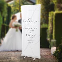 Modern Minimalist Monogram White Wedding Welcome Retractable Banner