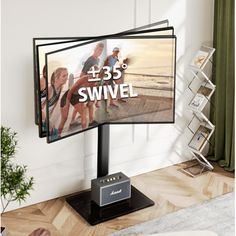 a tv screen with the words swivel on it