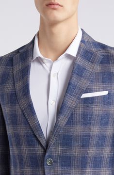 A slubbed blend of wool, cotton and linen brings relaxed versatility to a sport coat that's patterned in a pale plaid and styled for warm-weather occasions. 29" length (size 42) Notched lapels Chest welt pocket; front flap pockets Side vents Partially lined 65% virgin wool, 27% cotton, 8% linen Dry clean Made in Turkey Hugo Boss/BOSS/HUGO has received the Fair Labor Association accreditation, which signifies that the company has effective systems and procedures in place to successfully uphold fa Wool Plaid, Sport Coat, Welt Pocket, Hugo Boss, Warm Weather, Wool Blend, Dry Clean, Nordstrom, Plaid