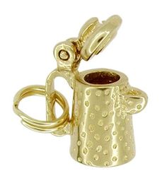 Movable Coffee Pot Charm in 14 Karat Gold Luxury Yellow Gold Brass Charms, Luxury Brass Pendant Charms, Luxury Hallmarked Yellow Gold Charms, Luxury Yellow Gold Hallmarked Charms, Luxury Gold Brass Charms, Plain Jewelry, Custom Charm Bracelet, Solid Gold Charms, Vintage Charm Bracelet