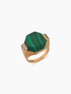 14K Rose Gold, 0.04 ct. G-VS Diamonds, Malachite Malachite Ring, Malachite Rings, Sparkling Stars, Vs Diamond, Colored Gems, Charm Rings, Deep Sea, Pendant Earrings, Signet Ring