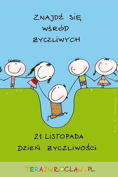 a cartoon book cover with children holding hands on top of a hill and the words znadz sie word eycliwych