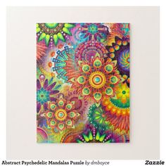 Abstract Psychedelic Mandalas Puzzle - Toys & Games Gift Idea. Best Jigsaw, Hippie 70s, Floral Mosaic, Family Fun Night, Fractal Patterns, Hippie Flowers, Gold Watercolor, Unique Puzzles, Color Text