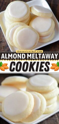 Almond Meltaway Cookies, cookies, desserts Almond Meltaway Cookies, Meltaway Cookies, Almond Shortbread, Baking List, Dessert Aux Fruits, Cookies Easy, Almond Flavor, Almond Cookies, Icing Recipe